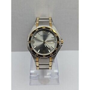 Armitron Two Tone Day Date Quartz Watch 165ft Japan Movt New Battery Mens WR